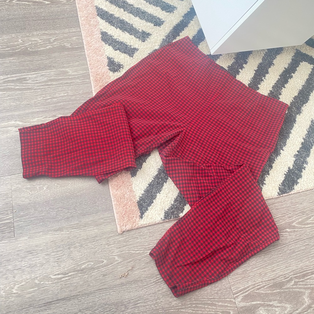 Red and Dk. Navy Plaid Pants